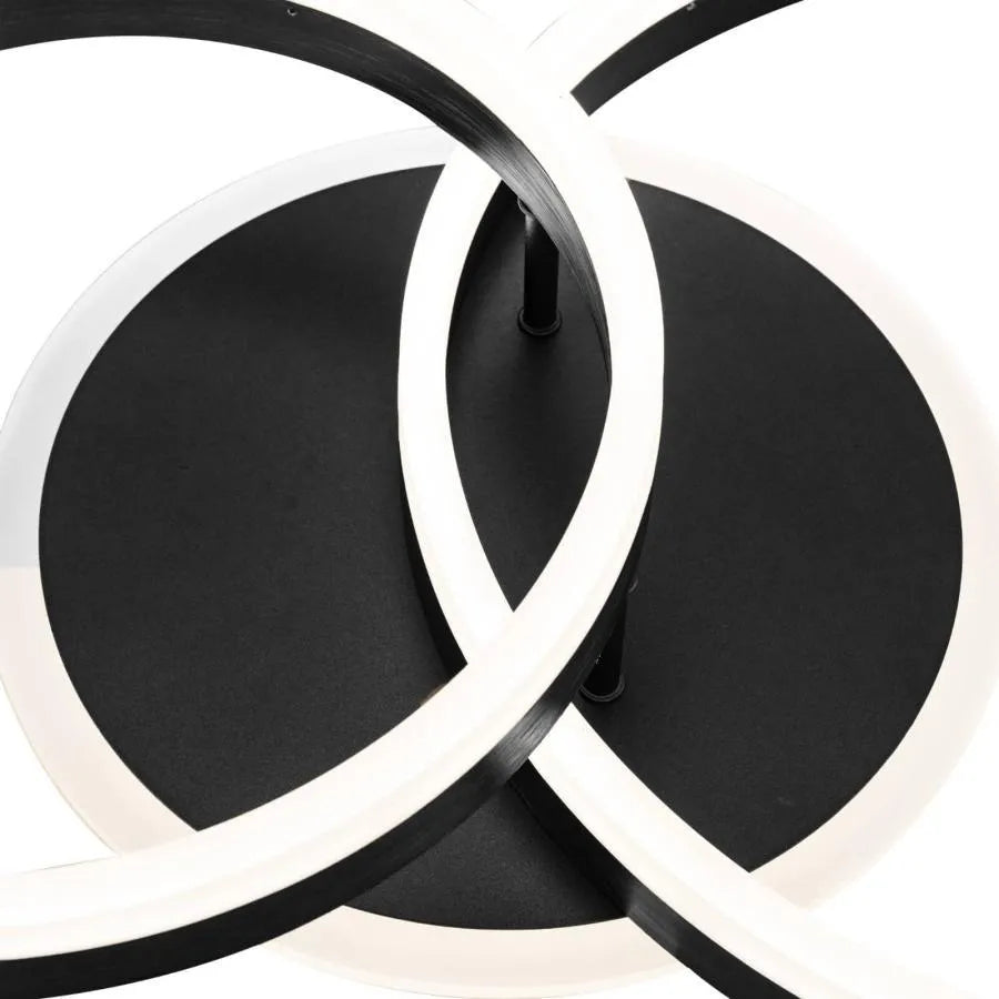 LED chandelier with remote control LYRA 80W, 2 Circles, Cold/Warm/Neutral light, Dimmable, Black