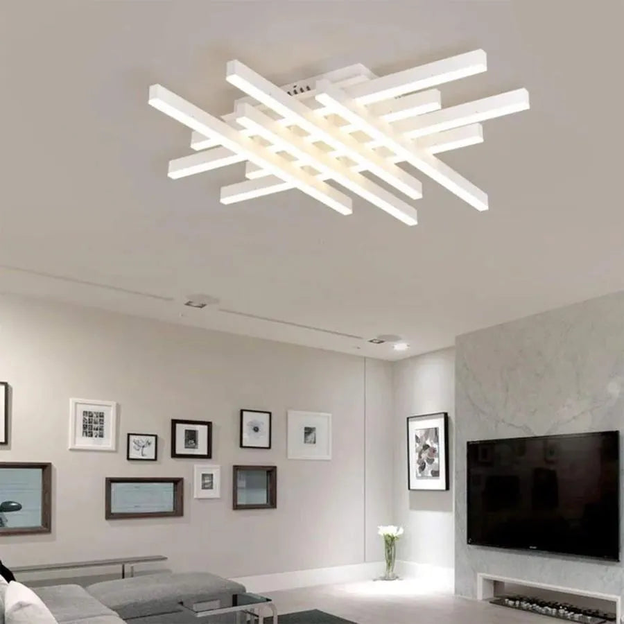 LED chandelier with remote control MORA 160W, 8 Elements, Linear, Cold/Warm/Neutral light, Dimmable, White