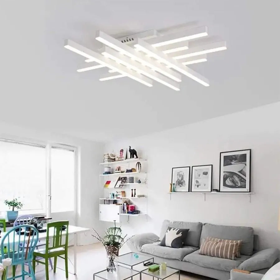 LED chandelier with remote control MORA 160W, 8 Elements, Linear, Cold/Warm/Neutral light, Dimmable, White