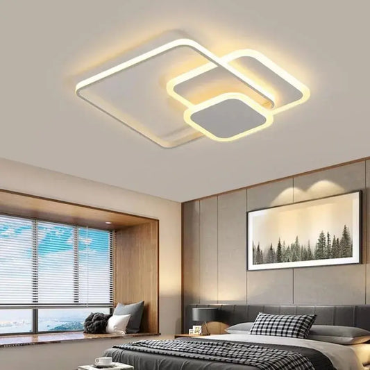 LED chandelier with remote control ANEMONA 75W, 3 Squares, Cold/Warm/Neutral light, Dimmable, White