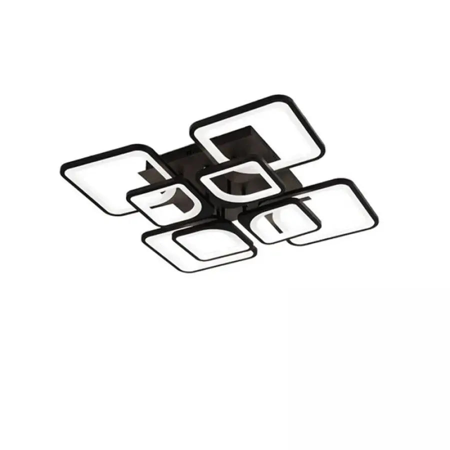 LED chandelier with ZOE remote control, 8 Squares, 130W, Cold/Warm/Neutral Light, Dimmable, Black