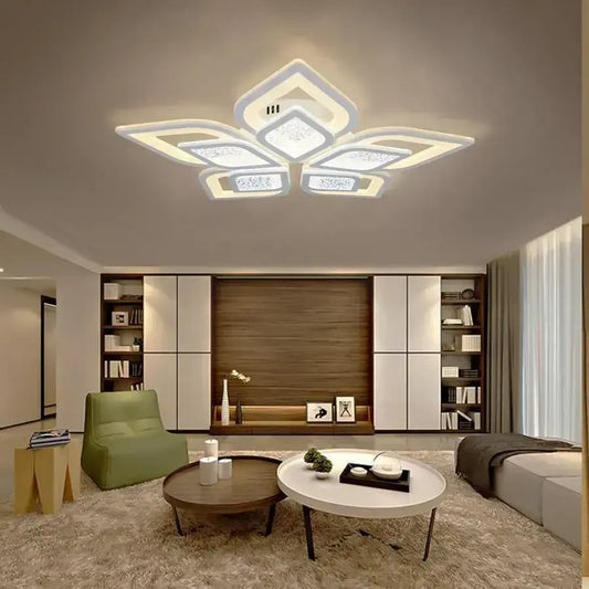 LED chandelier with remote control DALIA 170W, 5 Petals, Cold/Warm/Neutral light, Dimmable, White