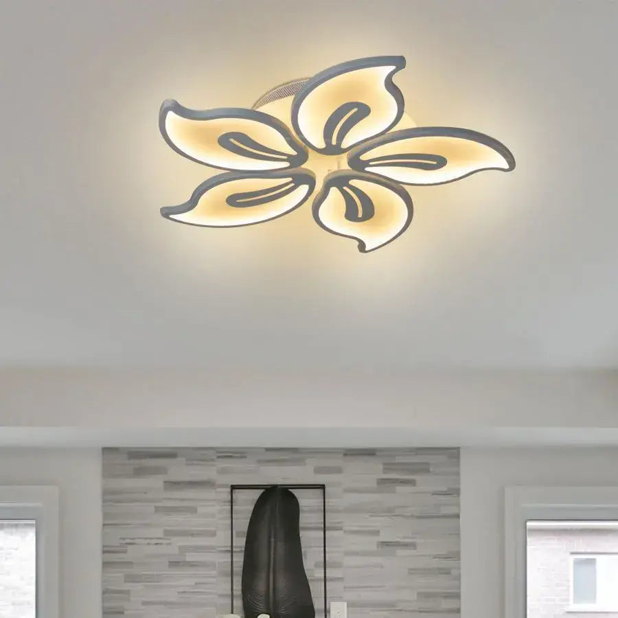 LED chandelier with remote control JASMINE 73W, 5 Petals, Cold/Warm/Neutral light, Dimmable, White