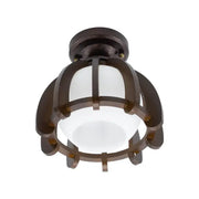 Mina Chandelier, 1*E27, Brown with White, Wood and Glass