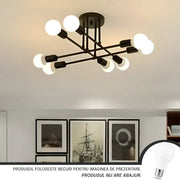 Modernist Octa 8 Chandelier, 8x E27, Black, Modern Design