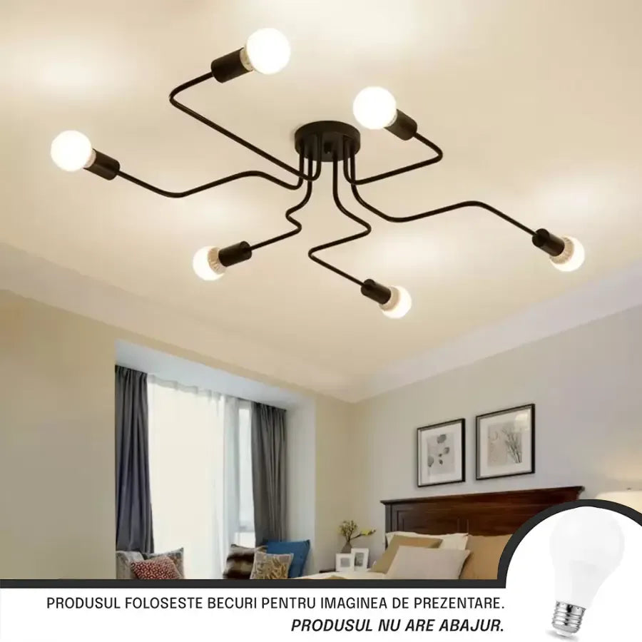 MODERNIST Hexa 6 Chandelier, 6x E27, Black, Modern Design