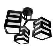 VANJA Chandelier with Square Lampshade, 3 X Socket E27 White / Black