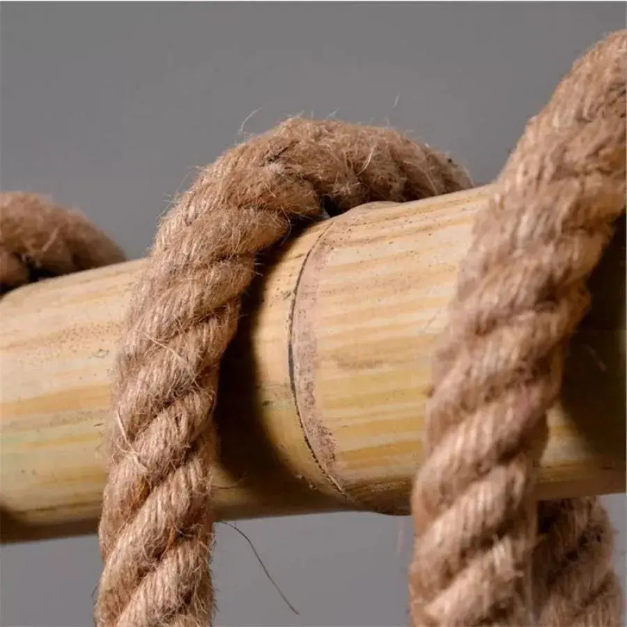 Retro Chandelier, 6*E27, Brown, Bamboo and Rope