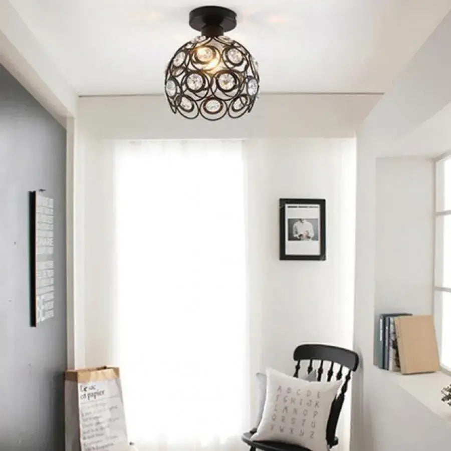 Vera Chandelier, 1*E27, Black, Metal and Crystal