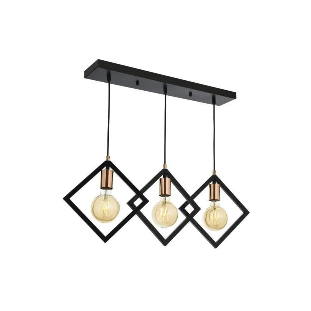 industrial style chandelier with 3 bulbs