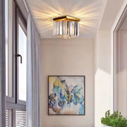 MARTINEZ Linear Luxe Crystal Chandelier, Diameter 35cm, 4x E14, Glossy Gold