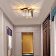 MARTINEZ Linear Luxe Crystal Chandelier, Diameter 35cm, 4x E14, Glossy Gold