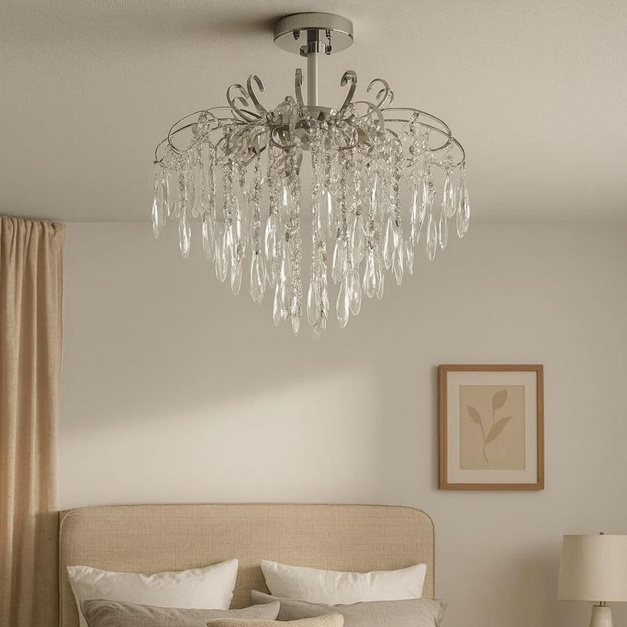 EGO Crystal Chandelier 5x E27, Diameter 47cm, Glossy Chrome
