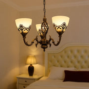 Rustic COTTAGE Chandelier, 3*E27, Antique Bronze, Metal and Glass