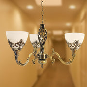 Rustic COTTAGE Chandelier, 3*E27, Antique Bronze, Metal and Glass