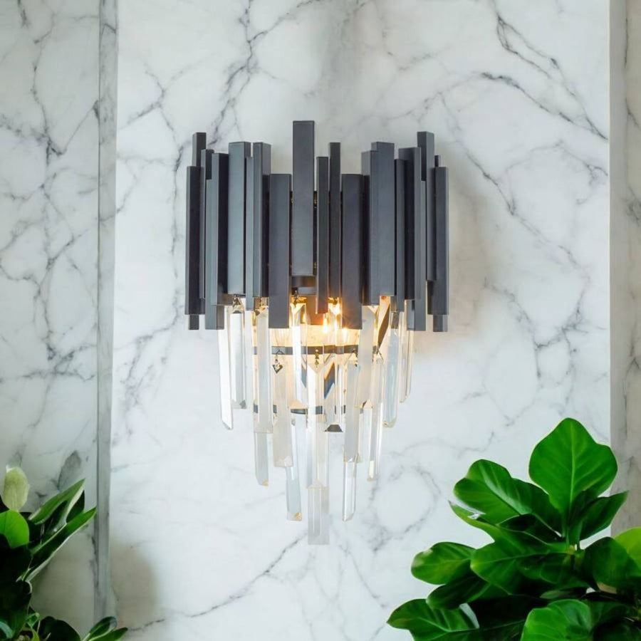 BLOIS Piccolo Crystal Chandelier Light, 2xE14, Black