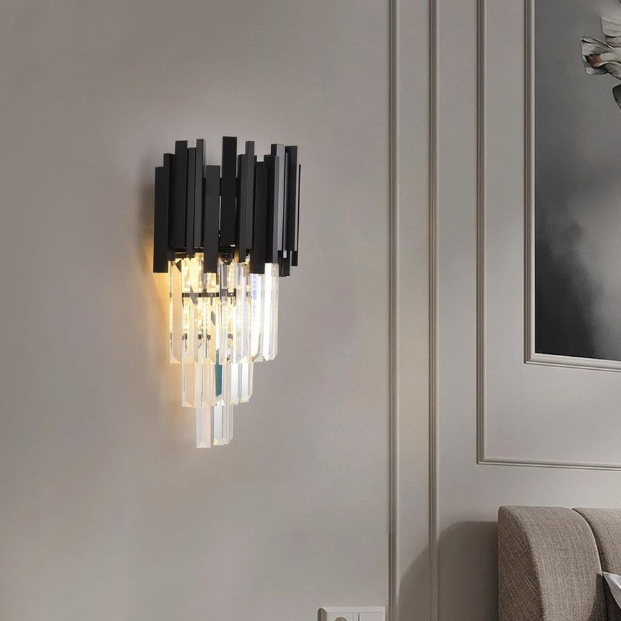 BLOIS Piccolo Crystal Chandelier Light, 2xE14, Black