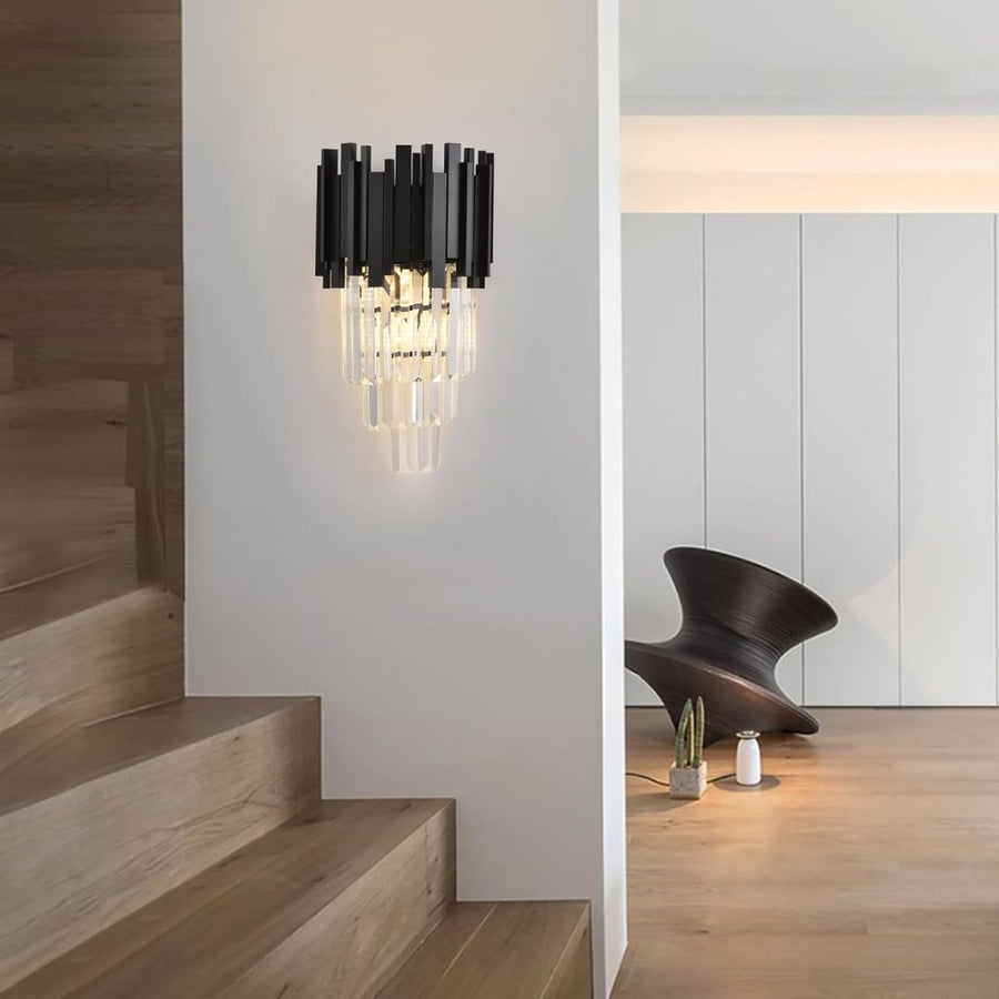 BLOIS Piccolo Crystal Chandelier Light, 2xE14, Black