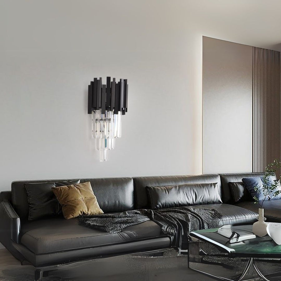 BLOIS Piccolo Crystal Chandelier Light, 2xE14, Black