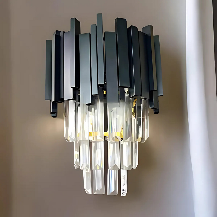BLOIS Piccolo Crystal Chandelier Light, 2xE14, Black