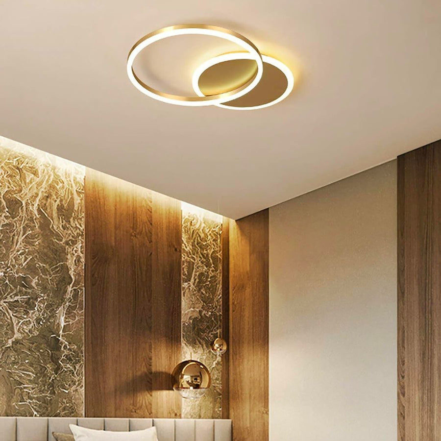 Dario LED Chandelier, 2 Circles, 47W, Cold/Warm/Neutral Light, Gold