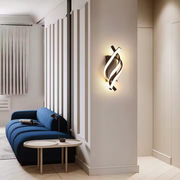 LED Wall Lamp Ray 20W Wavy Cold/Warm/Neutral Light Metal and Black SIlicone