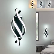 LED Wall Lamp Ray 20W Wavy Cold/Warm/Neutral Light Metal and Black SIlicone