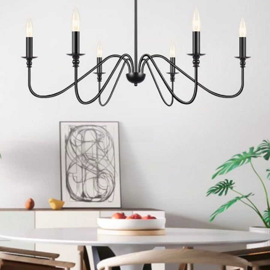 AVANT Metallic Chandelier, Pendant type with arms, Round, 6xE14, Black