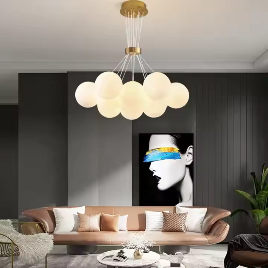 Lustra MODERNA, tip Pendul, LOFT Bagliore, Glob, 7xG9, Inaltime Reglabila, Auriu