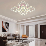 LED chandelier with remote control and crystal LEILA 237W, 8 Squares, Cold/Warm/Neutral light, Dimmable, Shiny Chrome White