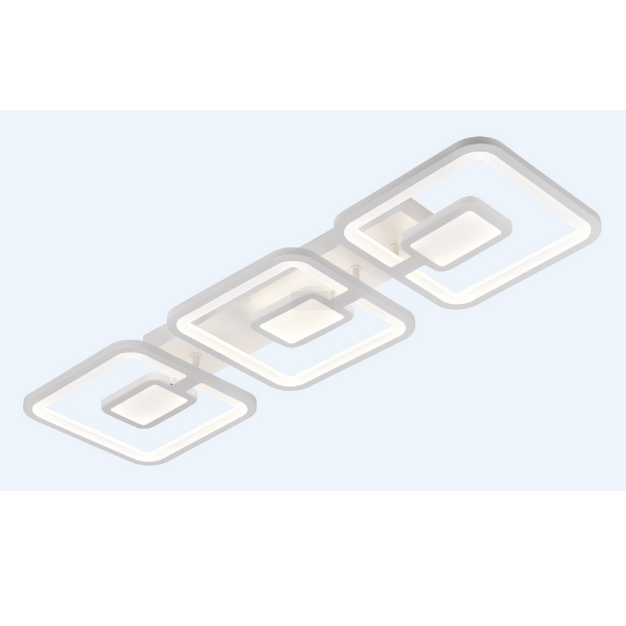 LED chandelier with remote control FELIX 75W, 3 Squares, Cold/Warm/Neutral light, Dimmable, White