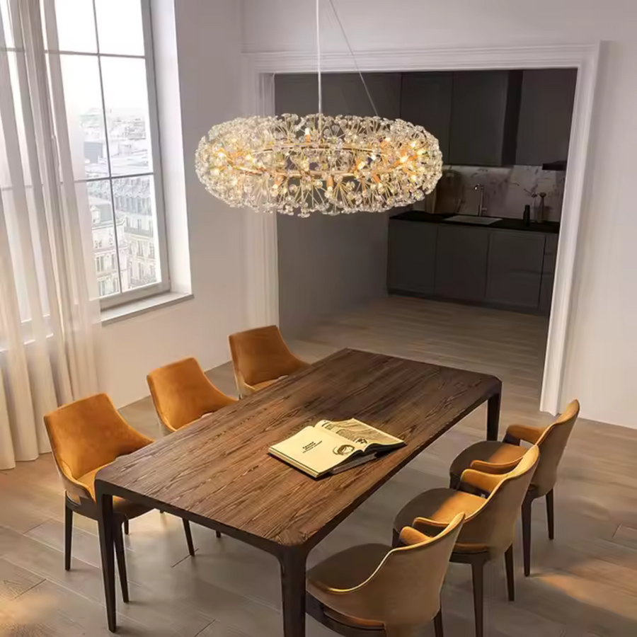 MINUET Crystal Chandelier 12x G9, Diameter 60cm, Shiny Gold, Adjustable Height