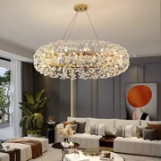 MINUET Crystal Chandelier 12x G9, Diameter 60cm, Shiny Gold, Adjustable Height