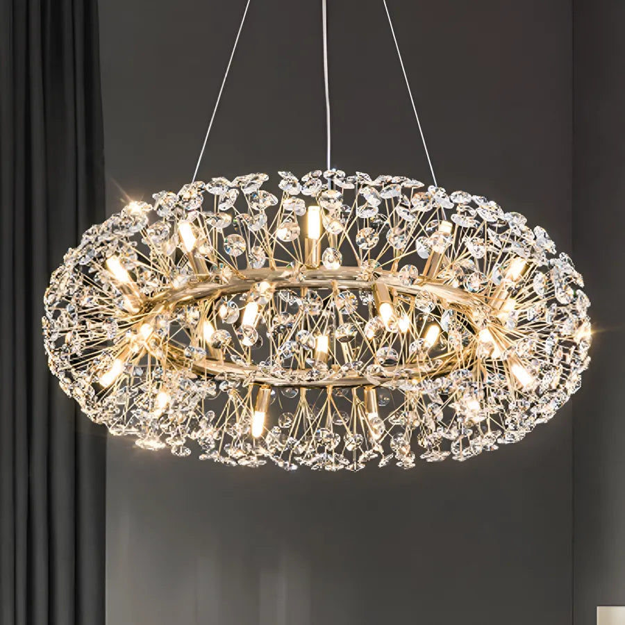 MINUET Crystal Chandelier 12x G9, Diameter 60cm, Shiny Gold, Adjustable Height
