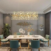 MINUET Crystal Chandelier 9x G9, Length 70cm, Shiny Gold, Adjustable Height