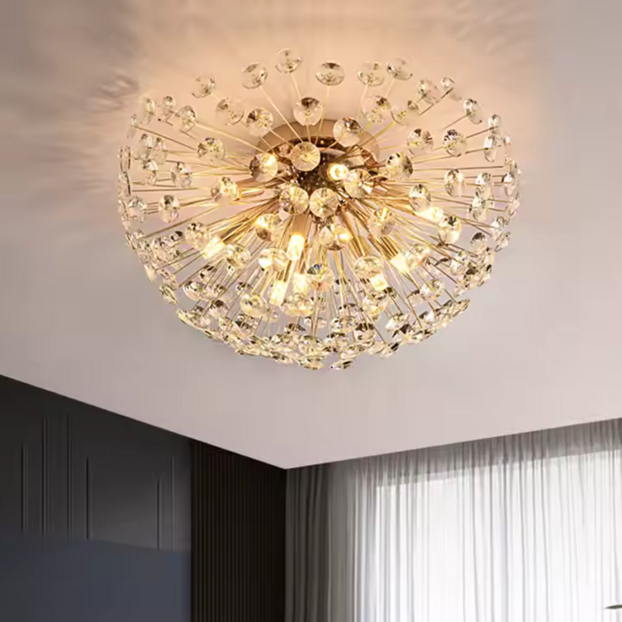 MINUE Crystal Chandelier, 4x G9, Diameter 35cm, Shiny Gold