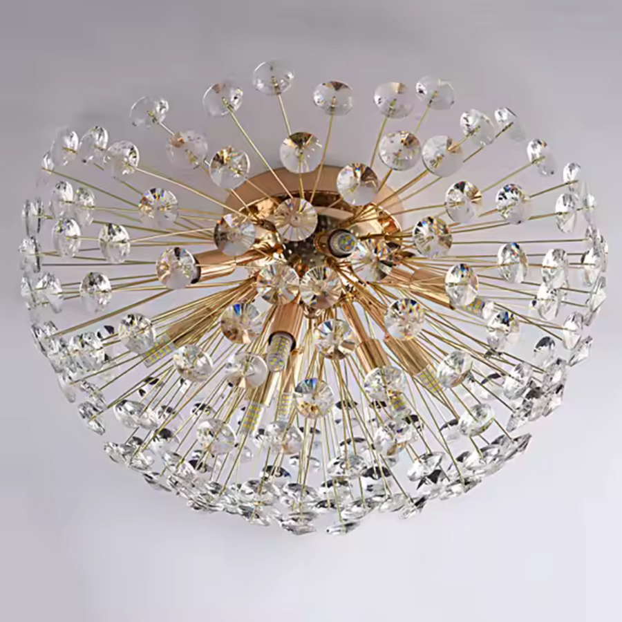 MINUE Crystal Chandelier, 4x G9, Diameter 35cm, Shiny Gold