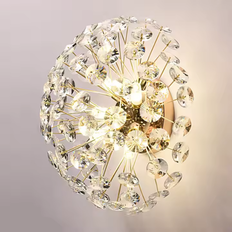 MINUE Crystal Chandelier, 4x G9, Diameter 35cm, Shiny Gold