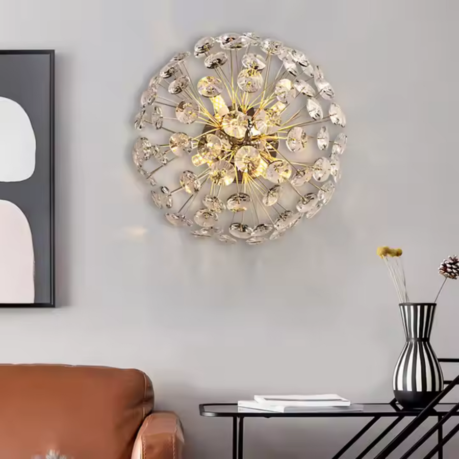 MINUE Crystal Chandelier, 4x G9, Diameter 35cm, Shiny Gold