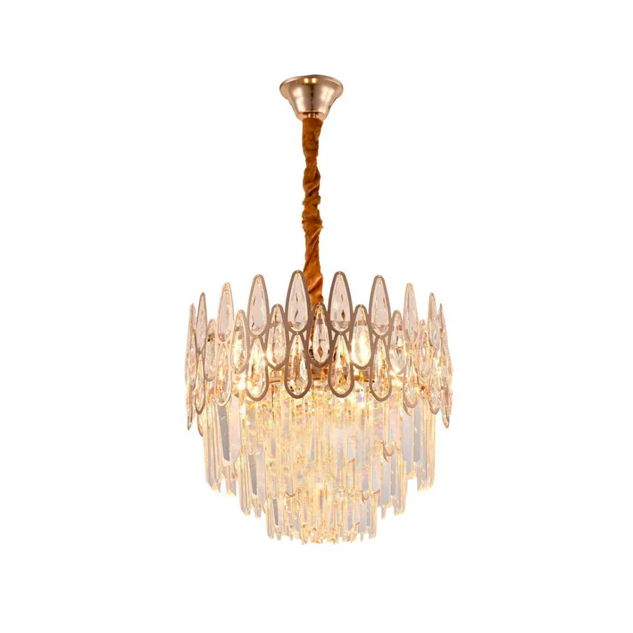 Crystal Chandelier ALHAMBRA Petito 3x E14, Diameter 30cm, Shiny Gold, Adjustable Height