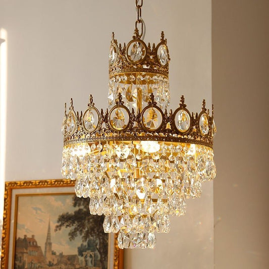 Crystal Chandelier REGALITE Petito, 3XE14, Diameter 25cm, Shiny Gold, Adjustable Height