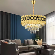 PIERREFONDS Nobile Crystal Chandelier 6xE14, Diameter 40cm, Shiny Gold, Adjustable Height