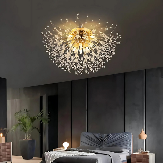 Crystal Chandelier RONDO Vivace, 8x G9, Diameter 60cm, Shiny Gold
