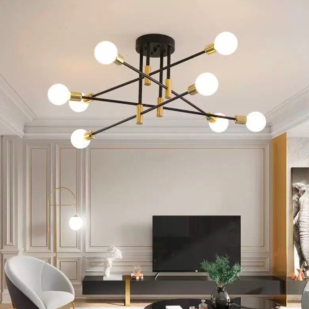 Modernist Jita 8x E27, black and golden, modern design