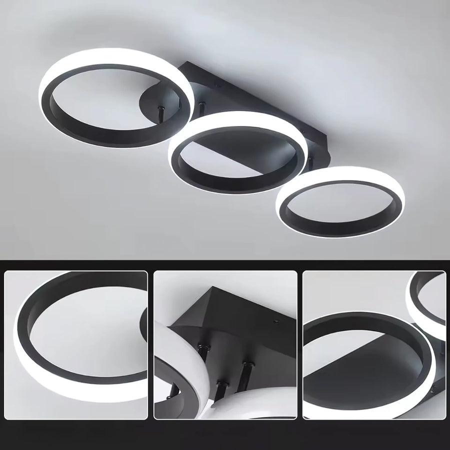 LED LED LED ELIO TSCANO, 24W, 3 circles, cold/hot/neutral light, black black