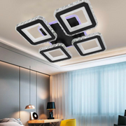 LED chandelier with Leila remote control, 79W, 4 squares, cold/hot/neutral light, unstable, black