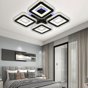LED chandelier with Leila remote control, 79W, 4 squares, cold/hot/neutral light, unstable, black
