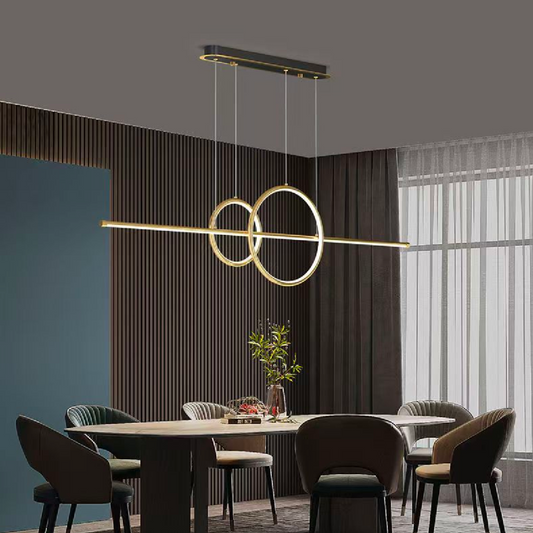 Suspended LED chandelier with remote control CASSANDRA 42W, Linear, Cold/Warm/Neutral light, Dimmable, Gold, Height Adjustable