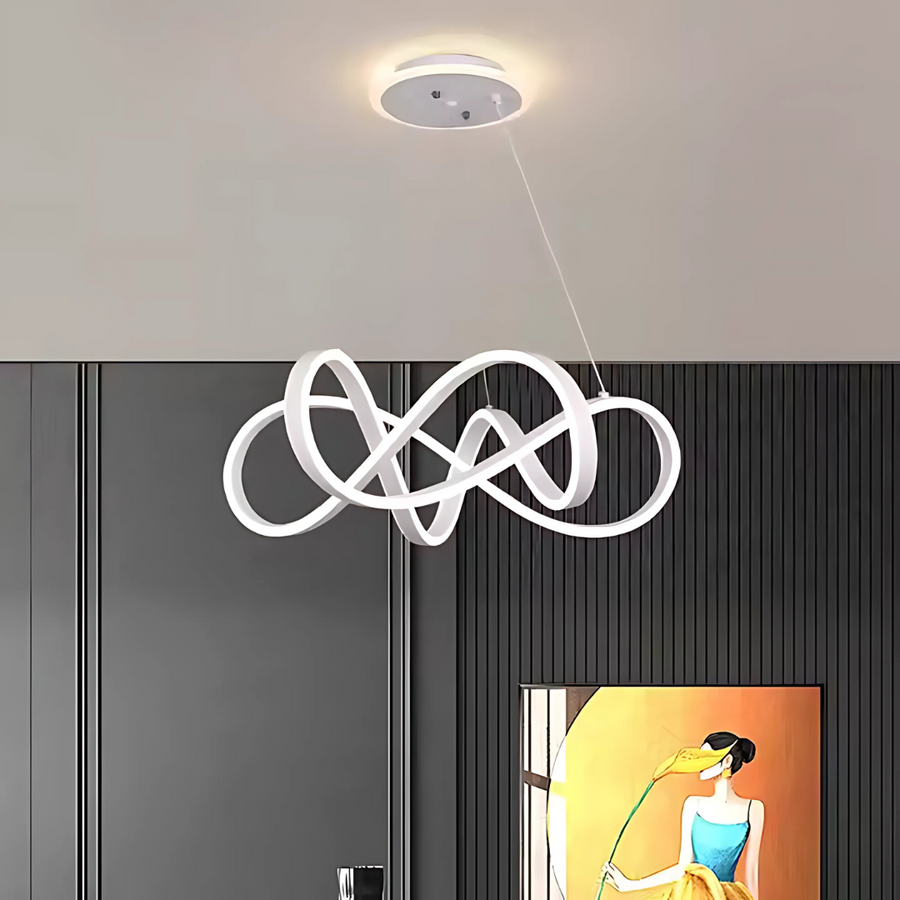 Suspended LED chandelier with remote control INFINITY HALO 138W, Cold/Warm/Neutral light, Dimmable, White, Height Adjustable