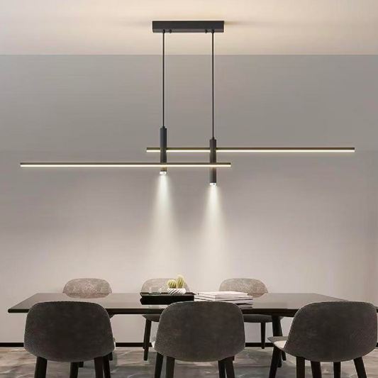 Suspended LED chandelier with remote control RINA 24W, Linear, Cold/Warm/Neutral light, Dimmable, Black, Height Adjustable